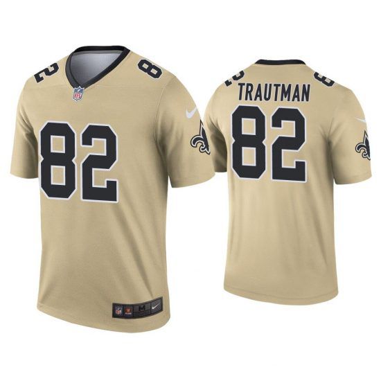 Men New Orleans Saints 82 Adam Trautman Nike Gold Inverted Legend NFL Jersey